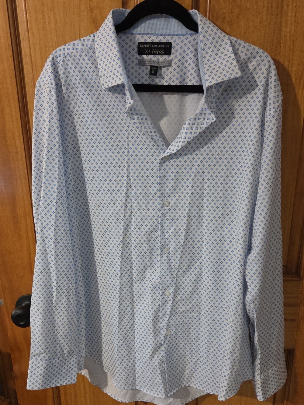 Report Collection Light Blue Micro-Pattern Dress Shirt